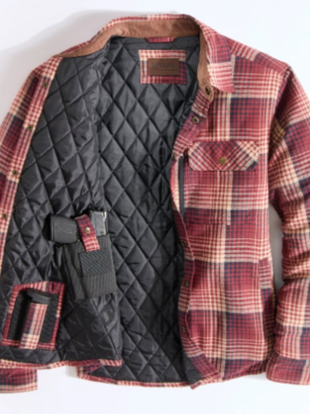 Concealed Carry Quilt Lined Shirt Jacket - Barn Red | Medium